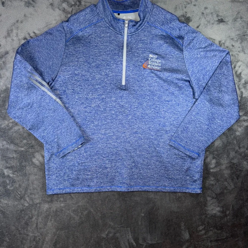 Mens XL Adidas Pullover Blue Excellent NCSA Golf 1/4 Zip Heathered Space Dye